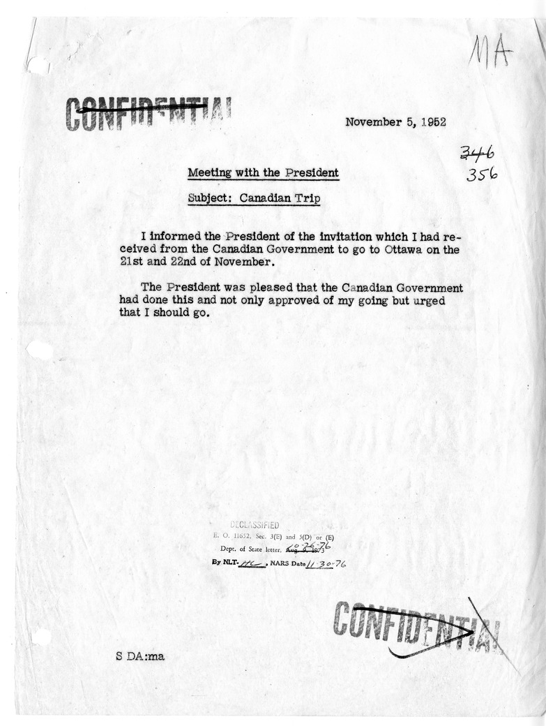 Memorandum of Conversation with President Harry S. Truman