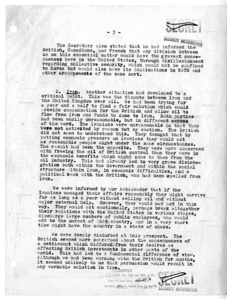 Memorandum of Meeting with President Harry S. Truman, Secretary of the Treasury John Snyder, Secretary of Defense Robert Lovett, Averell Harriman, and President-Elect Dwight D. Eisenhower, Senator Henry Cabot Lodge, and Joseph M. Dodge
