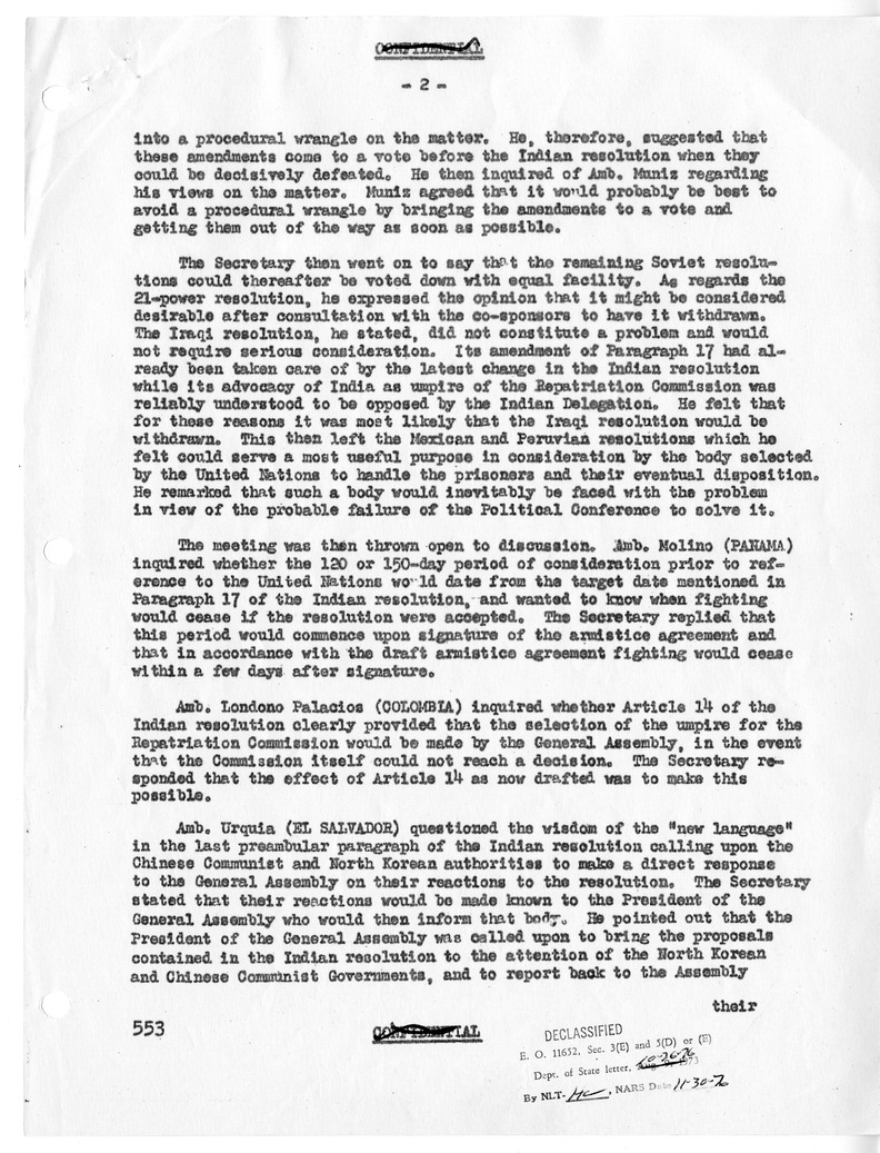 Memorandum of Meeting of the Latin American Caucus at the Seventh Meeting of the United Nations General Assembly