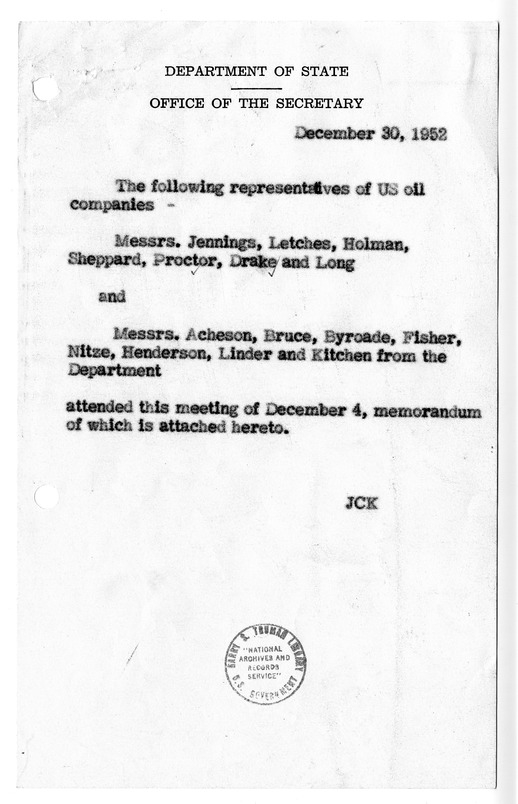 Memorandum of Conversation with a Delegation of Representatives of United States Oil Companies
