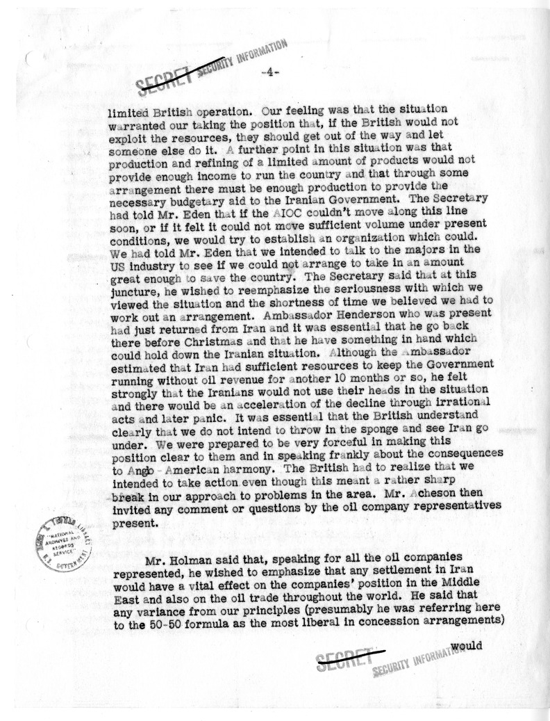 Memorandum of Conversation with a Delegation of Representatives of United States Oil Companies