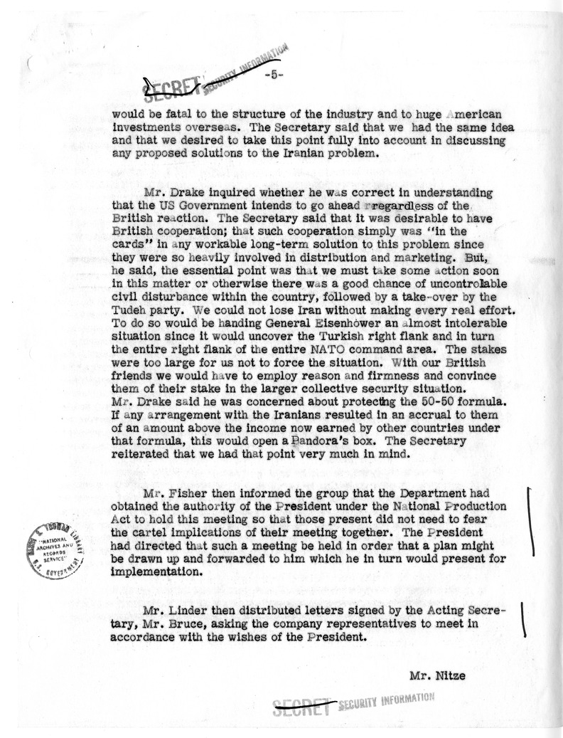 Memorandum of Conversation with a Delegation of Representatives of United States Oil Companies