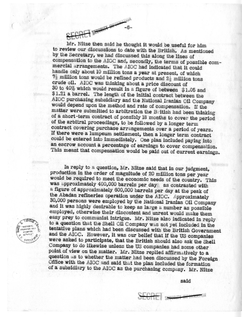 Memorandum of Conversation with a Delegation of Representatives of United States Oil Companies