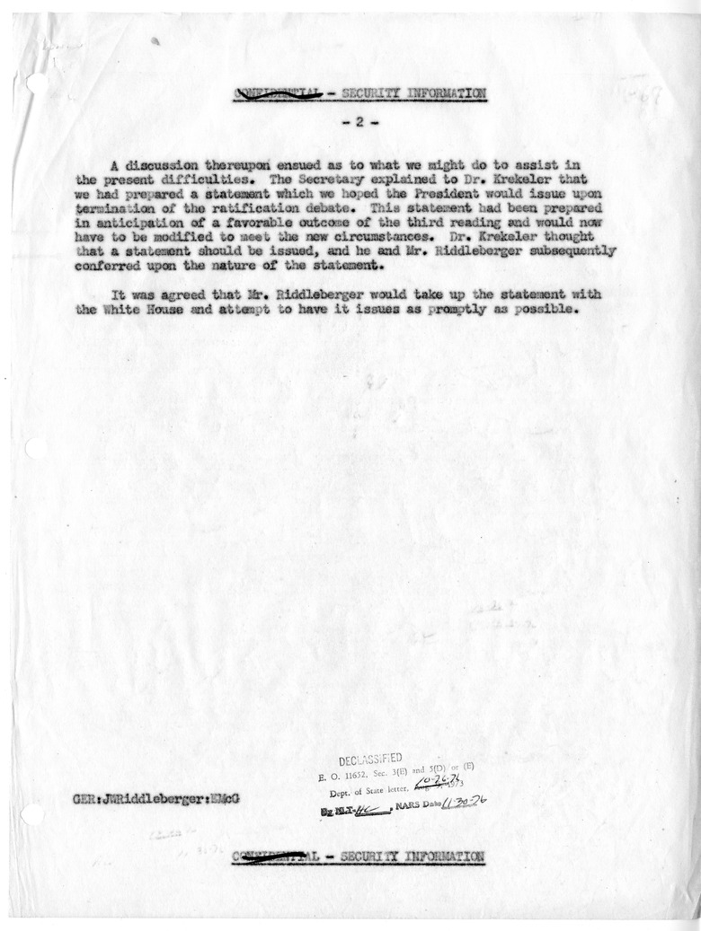 Memorandum of Conversation with Charge d'Affaires Heinz L. Kreckler of the Federal Republic of Germany and James W. Riddleberger