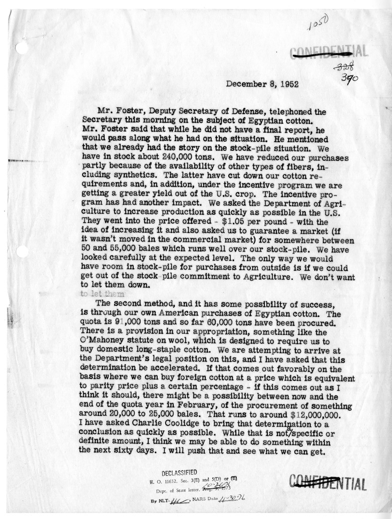 Memorandum of Conversation with William C. Foster