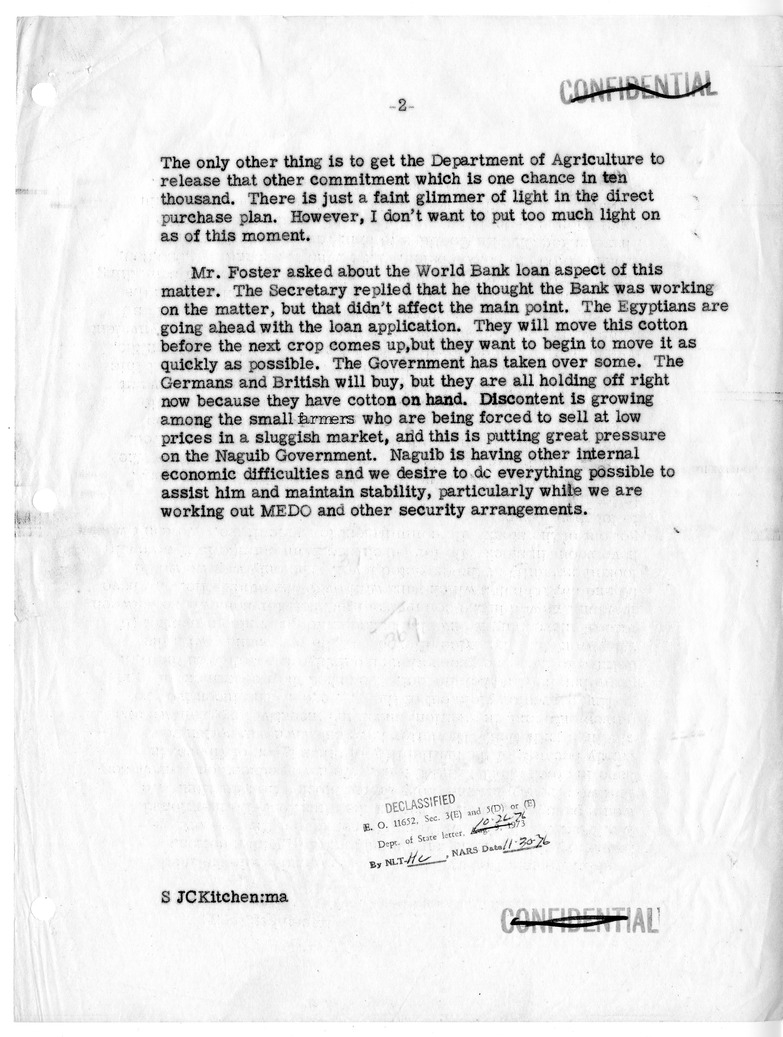 Memorandum of Conversation with William C. Foster
