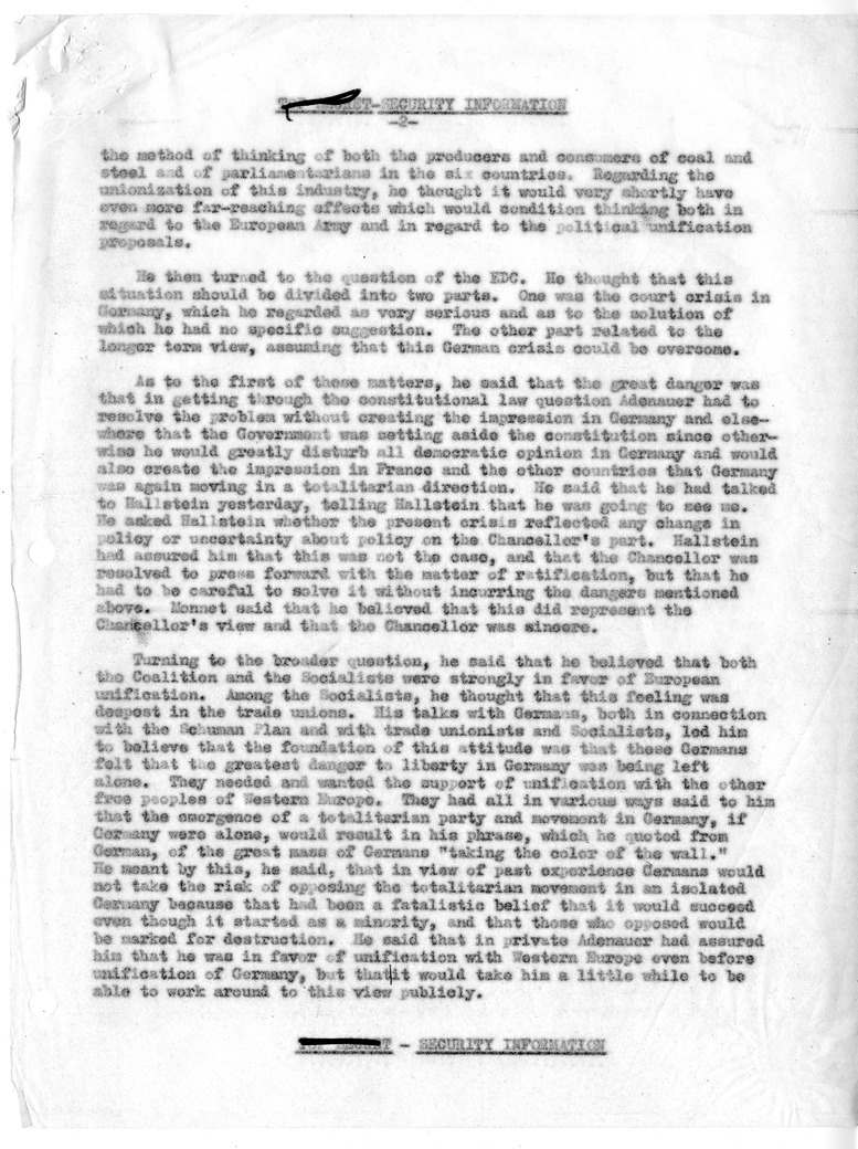 Memorandum of Conversation with Jean Monnet