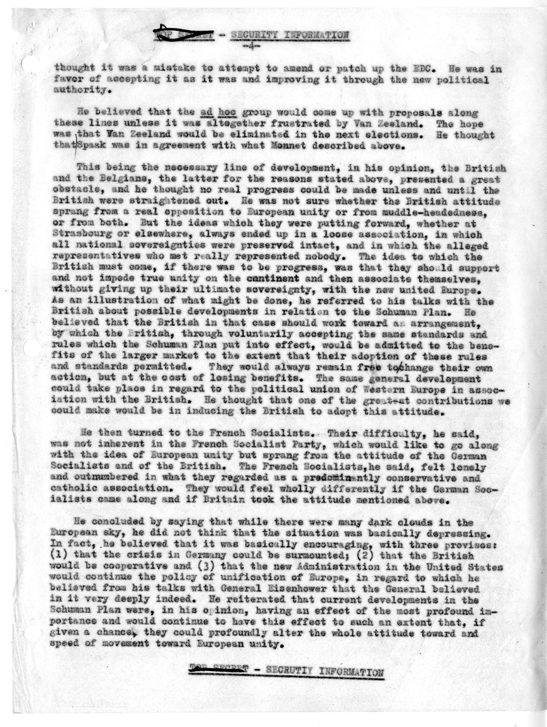 Memorandum of Conversation with Jean Monnet