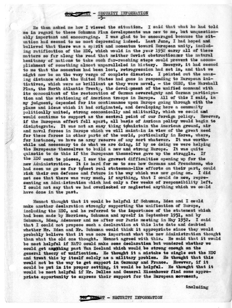 Memorandum of Conversation with Jean Monnet