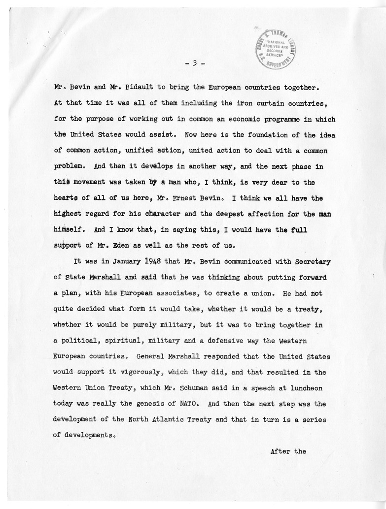 Statement of Secretary of State Dean Acheson to the North Atlantic Council