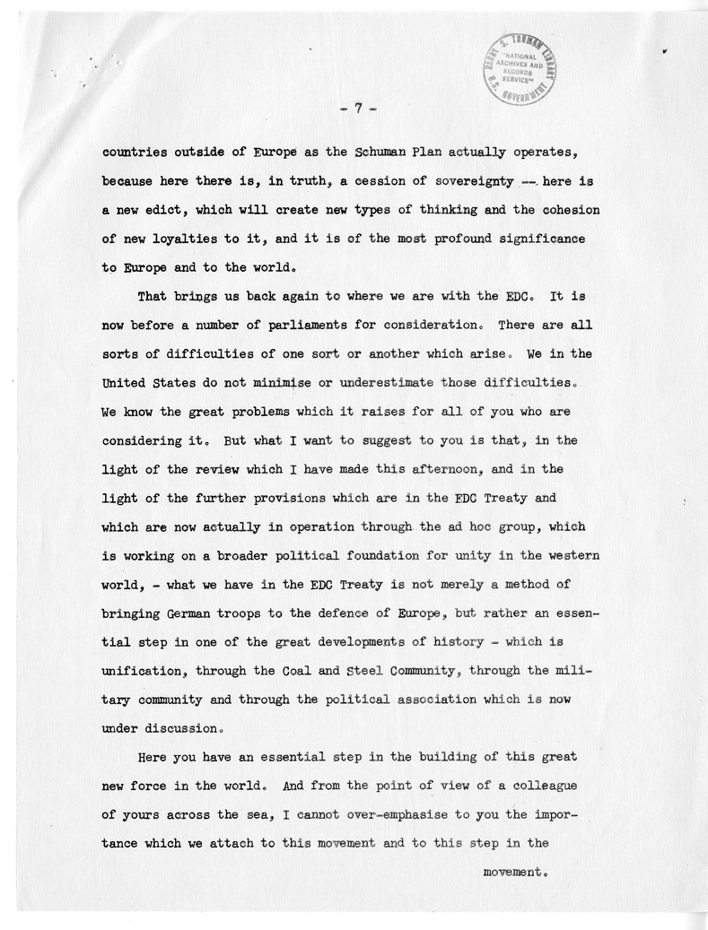 Statement of Secretary of State Dean Acheson to the North Atlantic Council
