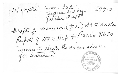 Memorandum of Telephone Conversation with John Foster Dulles