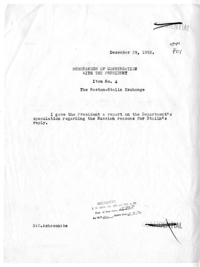 Memorandum of Conversation with the President