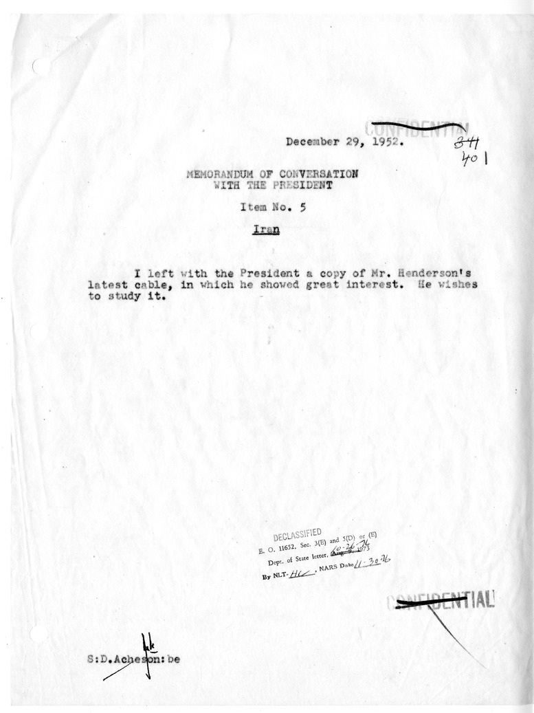 Memorandum of Conversation with the President