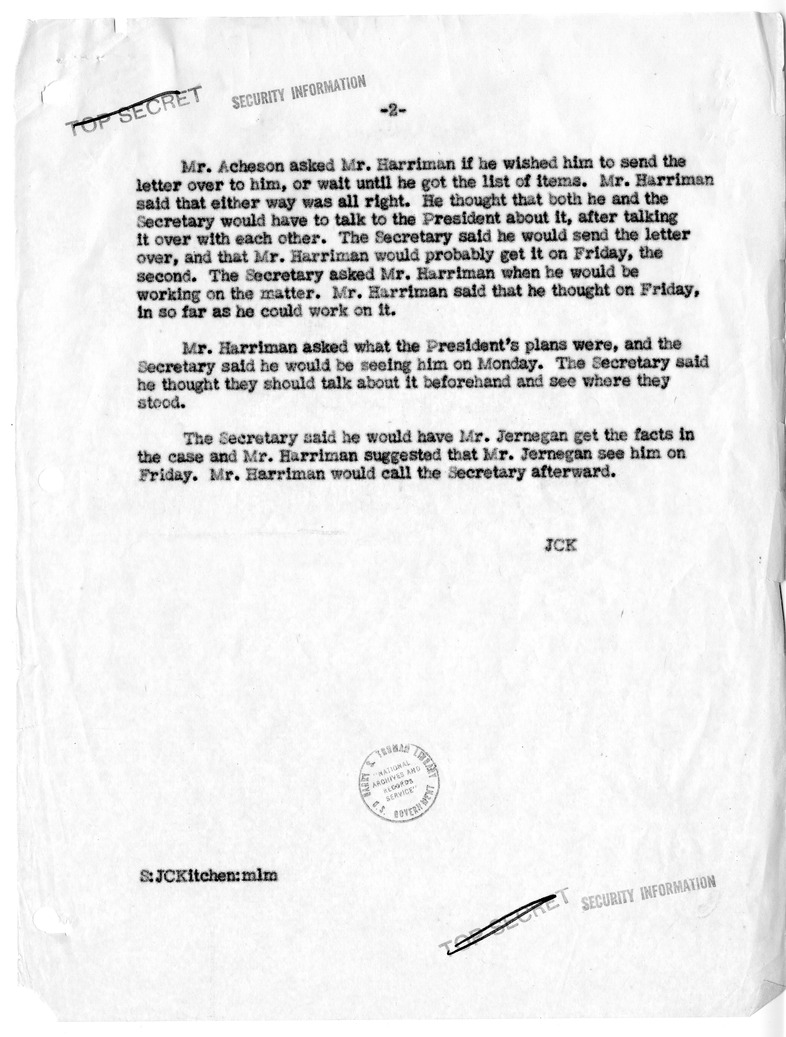 Memorandum of Conversation with Averell Harriman