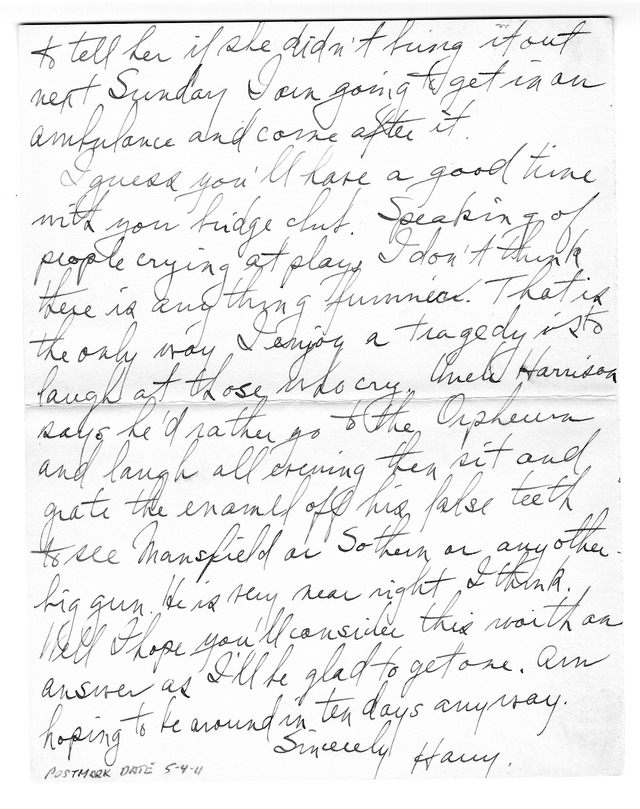 Letter from Harry S. Truman to Bess Wallace