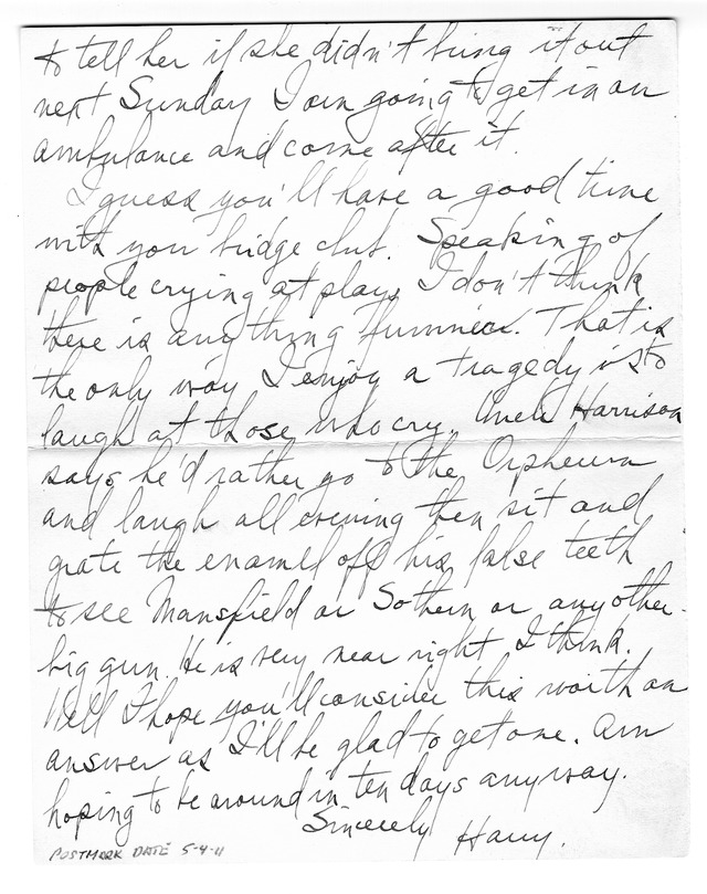 Letter from Harry S. Truman to Bess Wallace