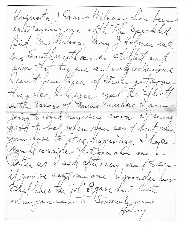 Letter from Harry S. Truman to Bess Wallace