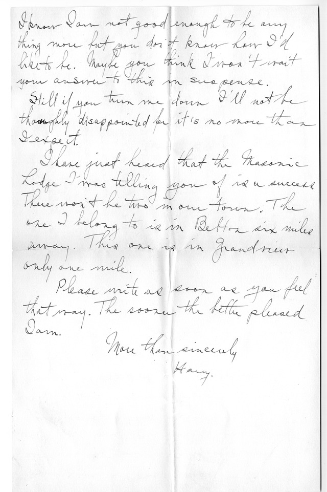 Letter from Harry S. Truman to Bess Wallace