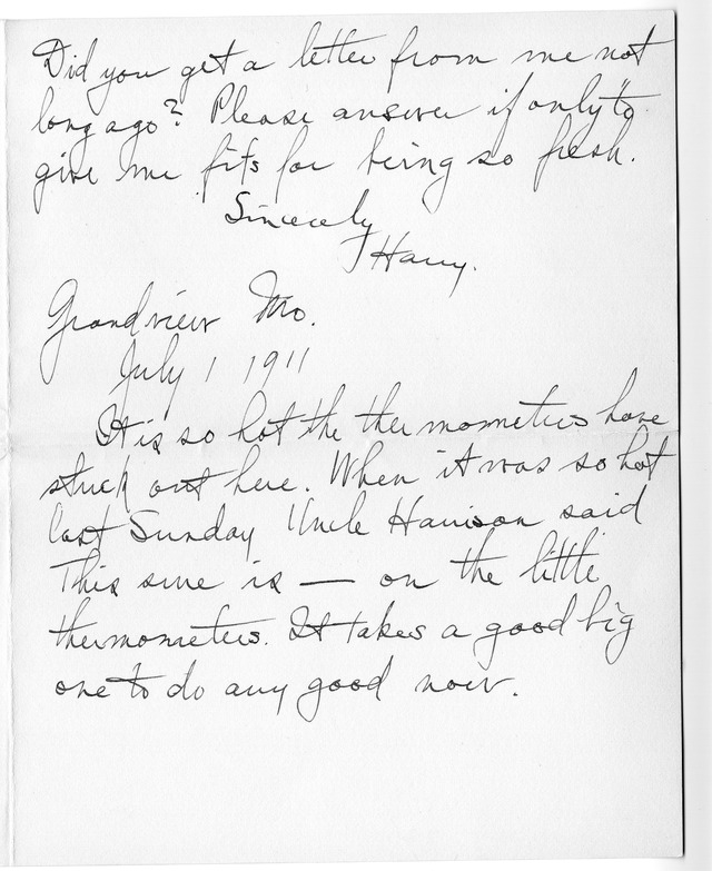 Letter from Harry S. Truman to Bess Wallace (not in Ferrell's book)