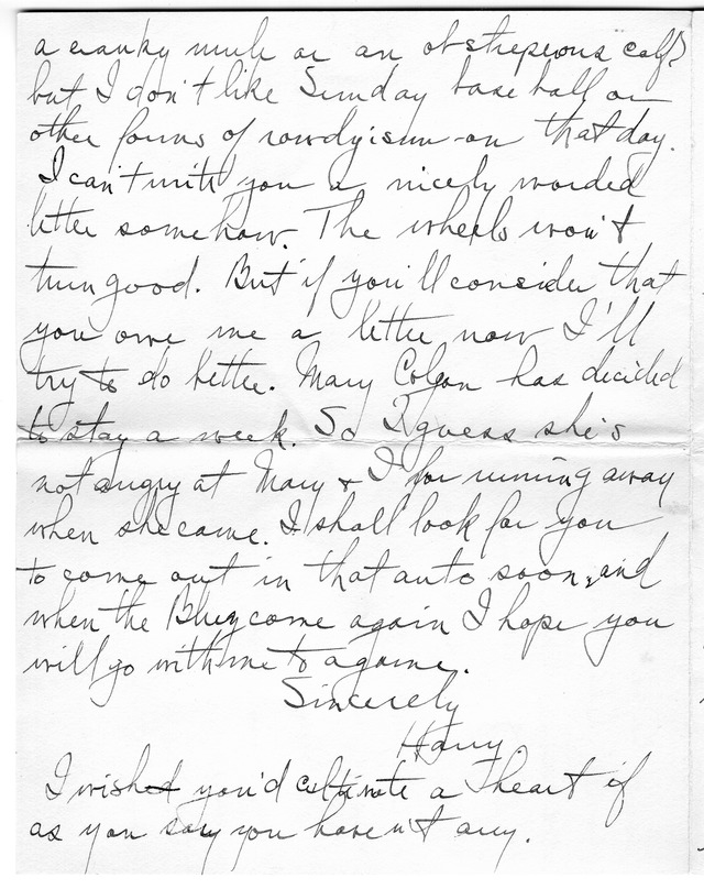 Letter from Harry S. Truman to Bess Wallace