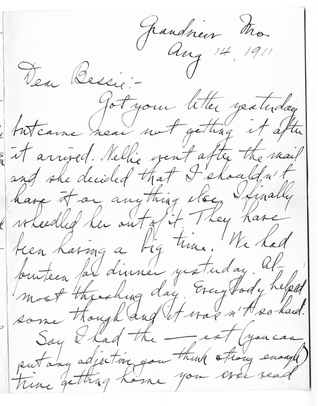 Letter from Harry S. Truman to Bess Wallace