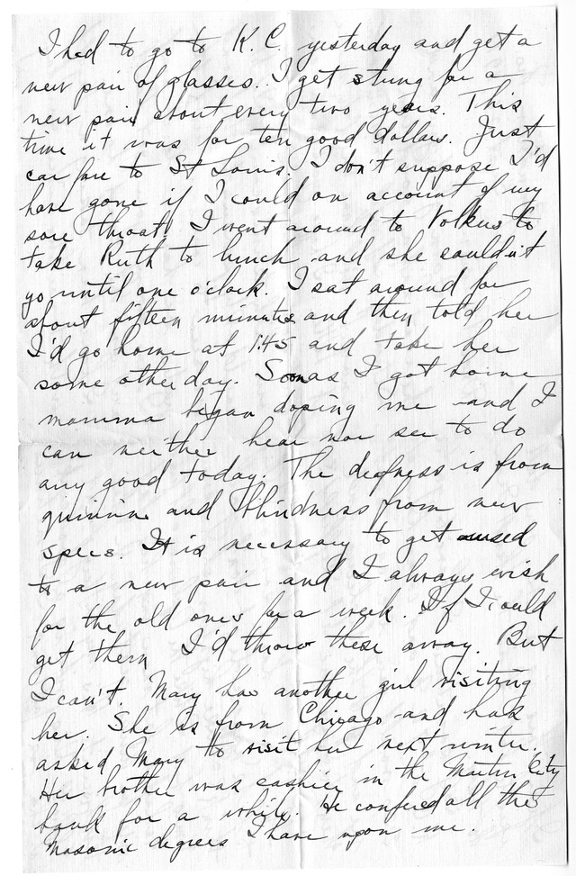 Letter from Harry S. Truman to Bess Wallace