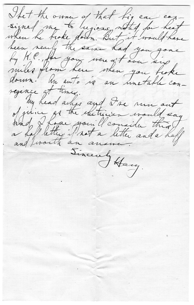 Letter from Harry S. Truman to Bess Wallace