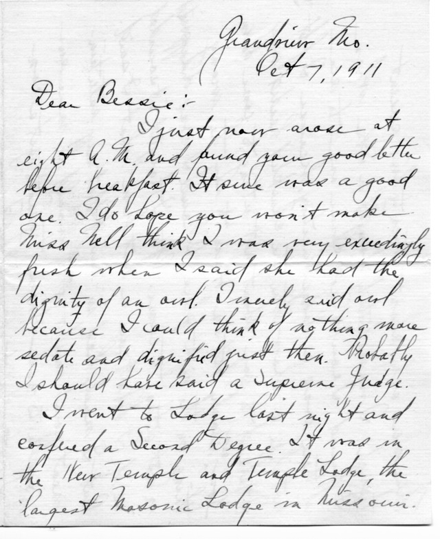 Letter from Harry S. Truman to Bess Wallace