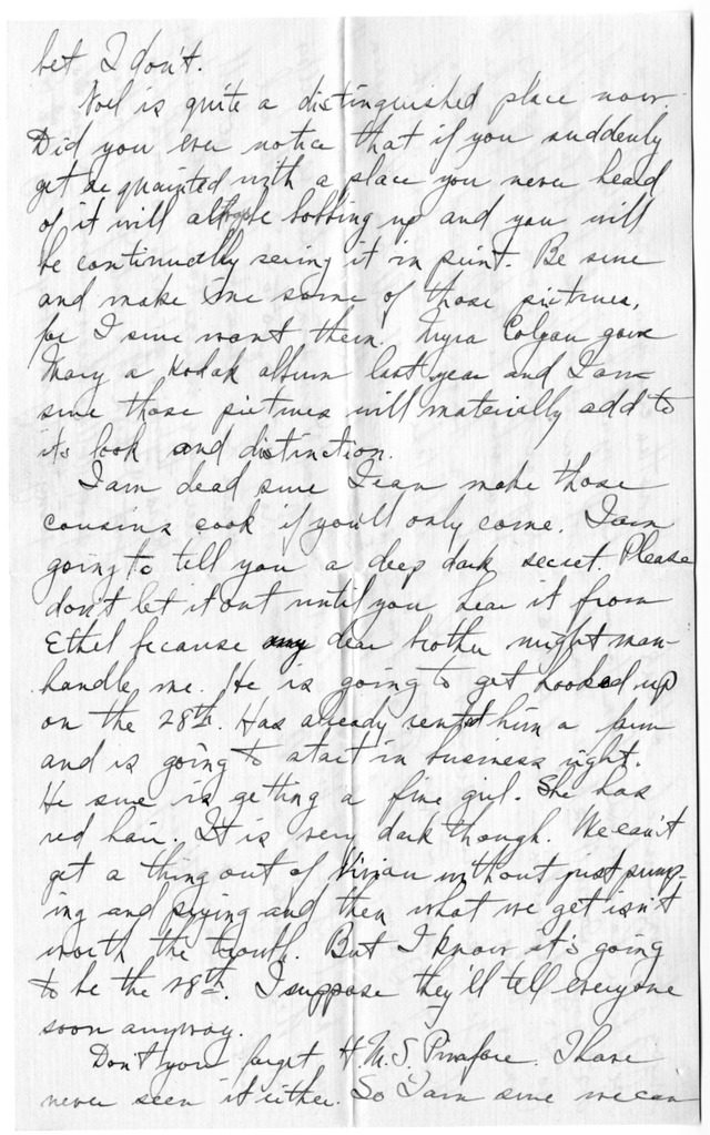 Letter from Harry S. Truman to Bess Wallace