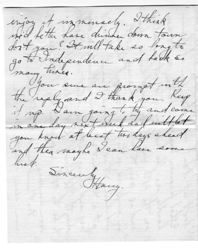 Letter from Harry S. Truman to Bess Wallace