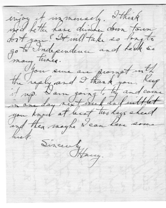 Letter from Harry S. Truman to Bess Wallace