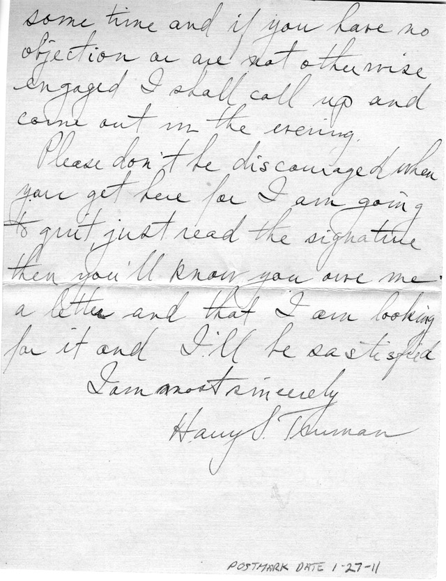 Letter from Harry S. Truman to Bess Wallace