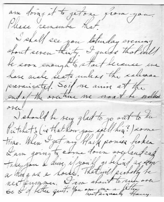 Letter from Harry S. Truman to Bess Wallace