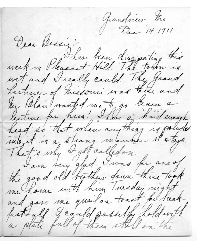 Letter from Harry S. Truman to Bess Wallace