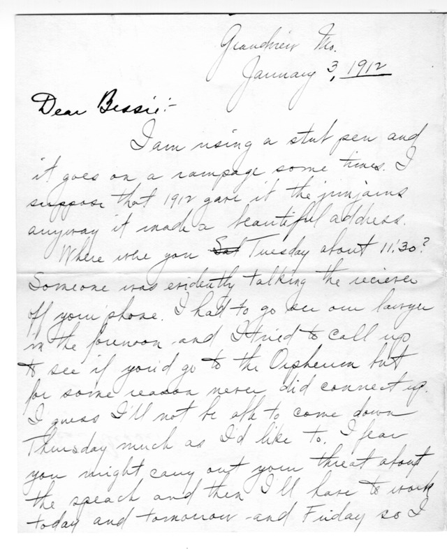 Letter from Harry S. Truman to Bess Wallace