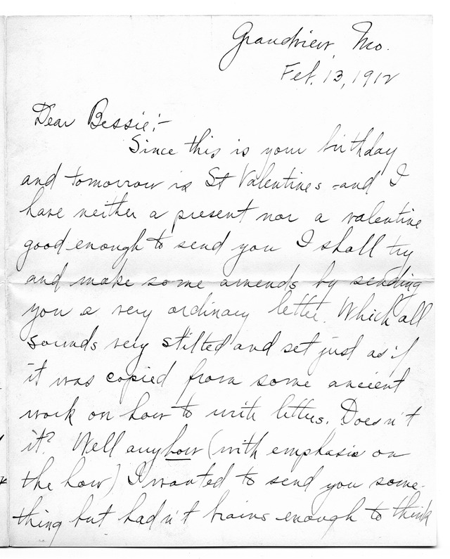 Letter from Harry S. Truman to Bess Wallace