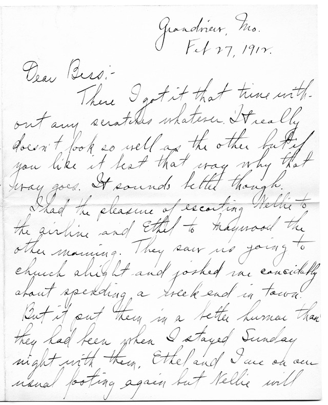 Letter from Harry S. Truman to Bess Wallace