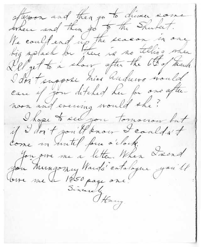 Letter from Harry S. Truman to Bess Wallace