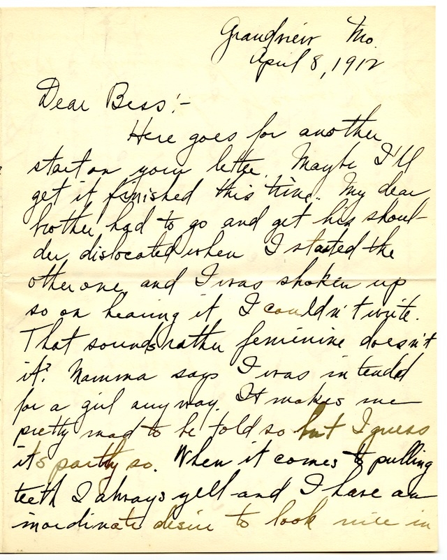 Letter from Harry S. Truman to Bess Wallace