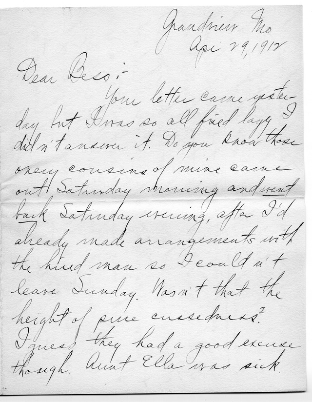 Letter from Harry S. Truman to Bess Wallace