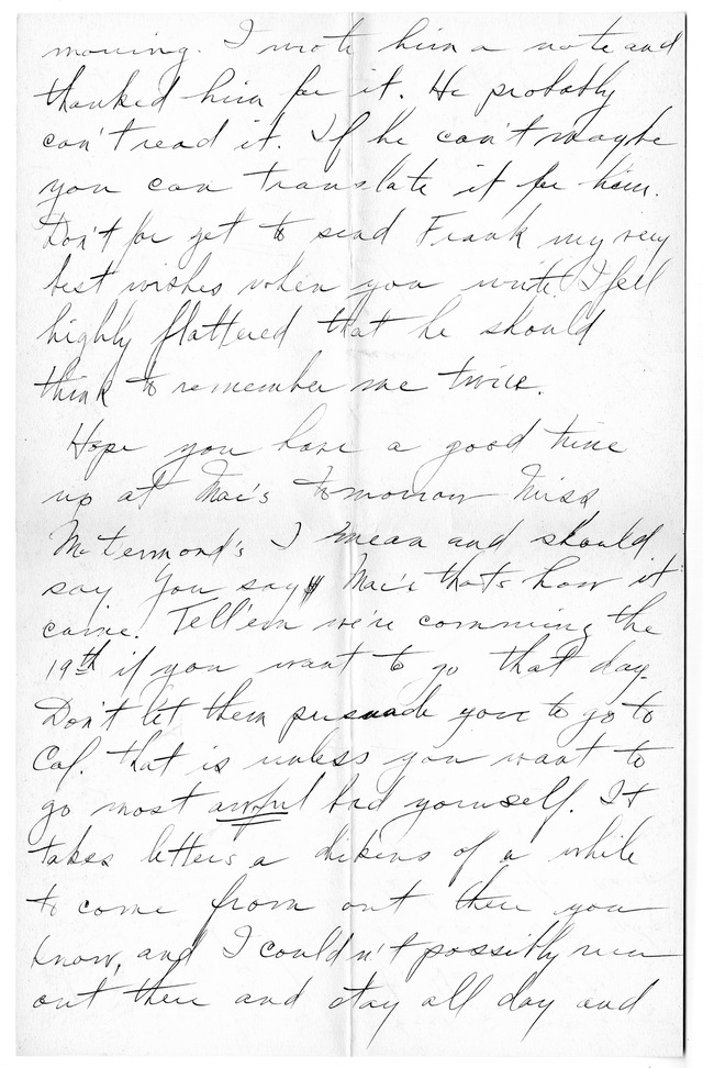 Letter from Harry S. Truman to Bess Wallace