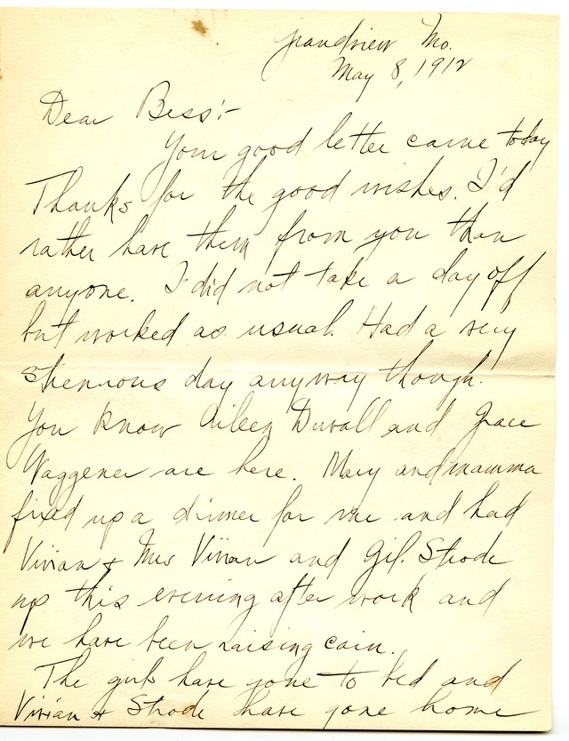 Letter from Harry S. Truman to Bess Wallace