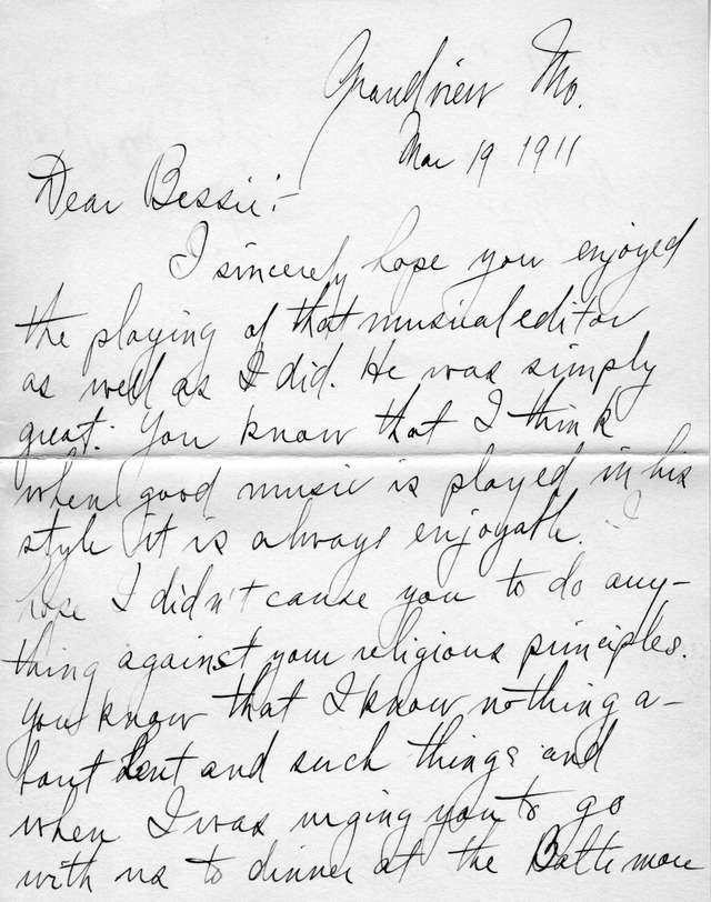 Letter from Harry S. Truman to Bess Wallace