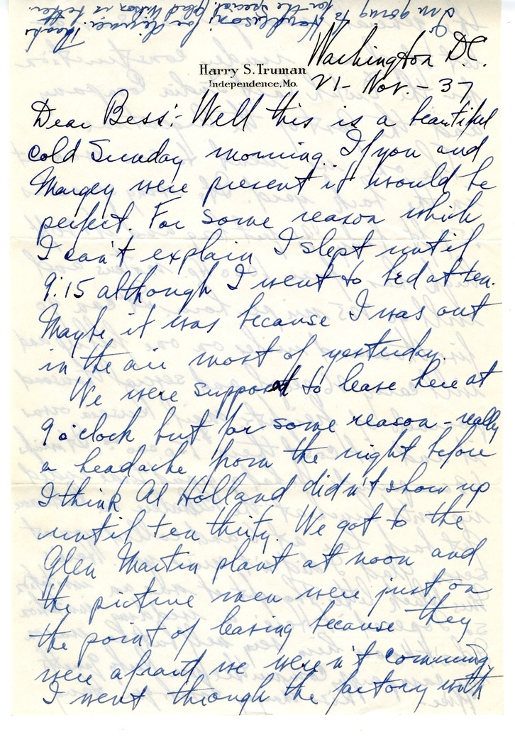 Letter from Harry S. Truman to Bess W. Truman