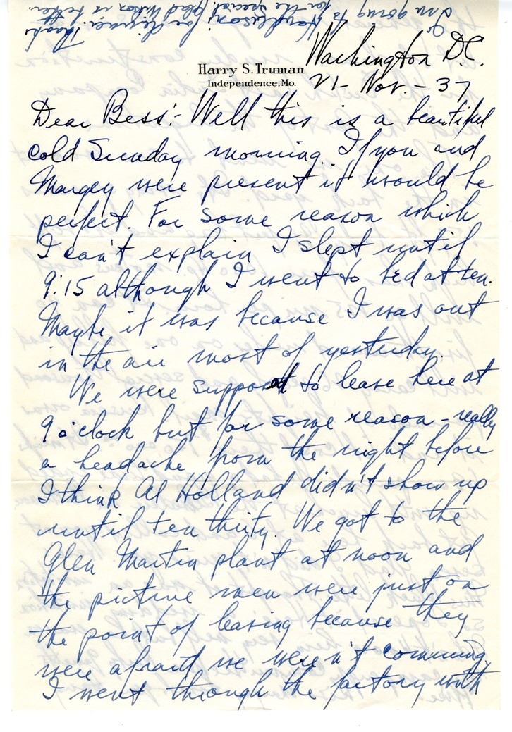 Letter from Harry S. Truman to Bess W. Truman