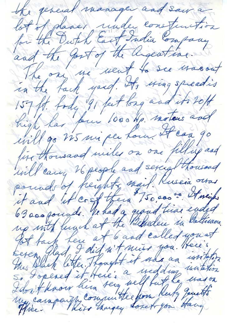 Letter from Harry S. Truman to Bess W. Truman