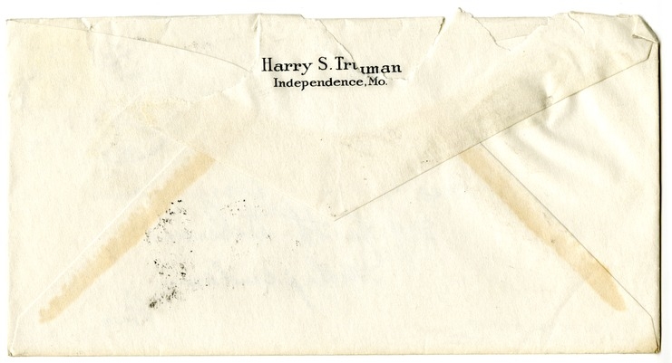 Letter from Harry S. Truman to Bess W. Truman