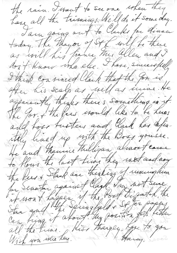 Letter from Harry S. Truman to Bess W. Truman