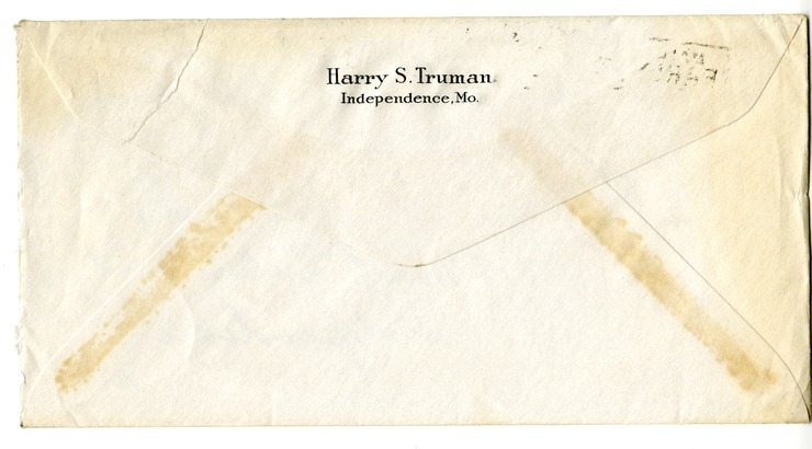 Letter from Harry S. Truman to Bess W. Truman